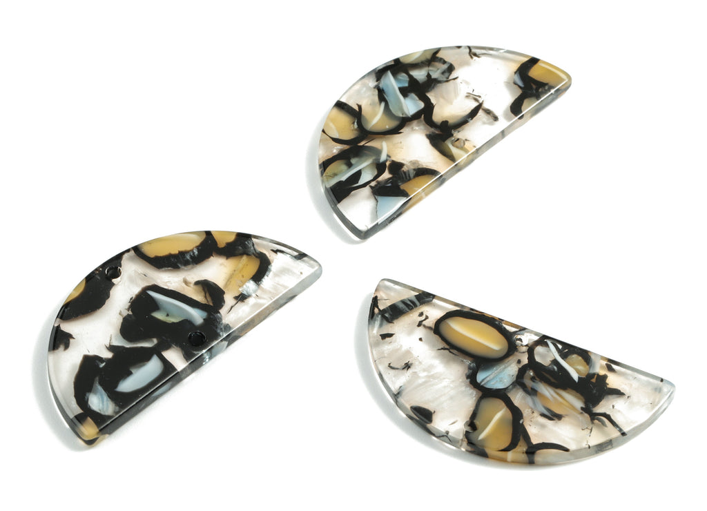 Acetate Semicircle Connectors - Half Moon Earrings Charms - Jewelry Supplies - 2 Holes - Color Code:A328 - 37.63x18.78x2.41mm - AC1794-A328 - DOMEDBAZAAR