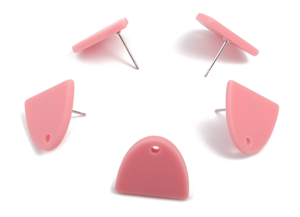 Acrylic Semi Ellipse Earring Stud - Half Ellipse Earring Post With Hole - Earring Post - Jewelry Supplies - 16.75x14.14x2.15mm - AC1958A - DOMEDBAZAAR