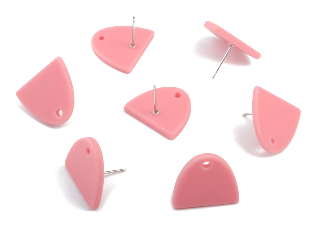 Acrylic Semi Ellipse Earring Stud - Half Ellipse Earring Post With Hole - Earring Post - Jewelry Supplies - 16.75x14.14x2.15mm - AC1958A - DOMEDBAZAAR