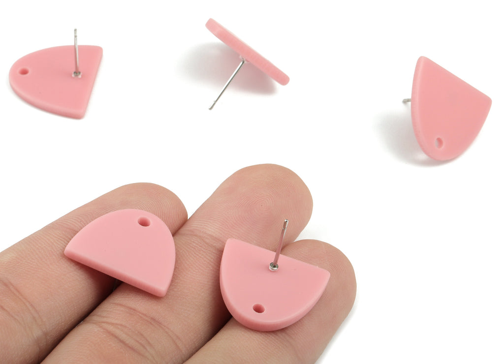 Acrylic Semi Ellipse Earring Stud - Half Ellipse Earring Post With Hole - Earring Post - Jewelry Supplies - 16.75x14.14x2.15mm - AC1958A - DOMEDBAZAAR