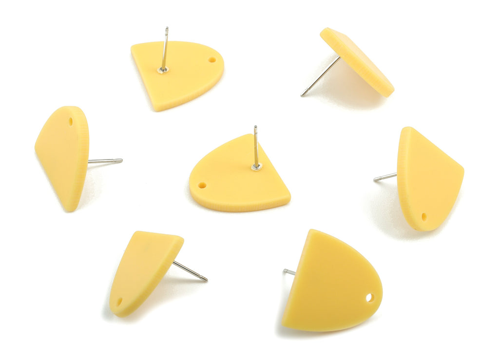 Acrylic Semi Ellipse Earring Stud - Half Ellipse Earring Post With Hole - Earring Post - Jewelry Supplies - 16.72x13.65x2.03mm - AC1958B - DOMEDBAZAAR