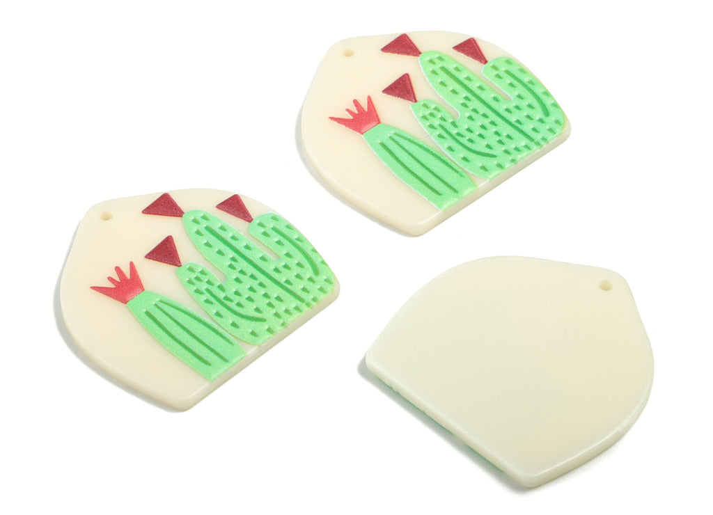 Acrylic Geometric Charms - Printing Flower Earring and Pandant - Earring Findings - Jewelry Supplies - 31.39x30.84x2.56mm - AC1942A - DOMEDBAZAAR