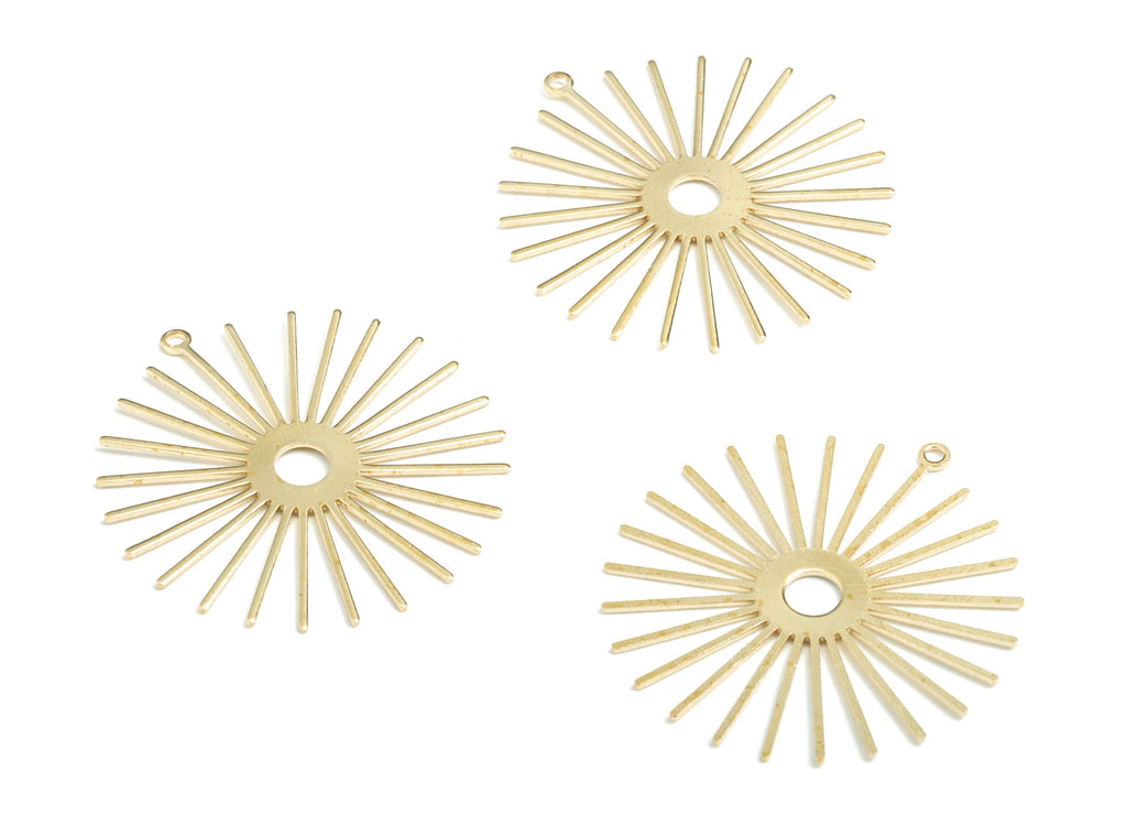 Brass Sun Earring Charms - Raw Brass Star Pendant - Earring Findings - Jewelry Supplies - 31.91x29.88x0.65mm - PP3571 - DOMEDBAZAAR