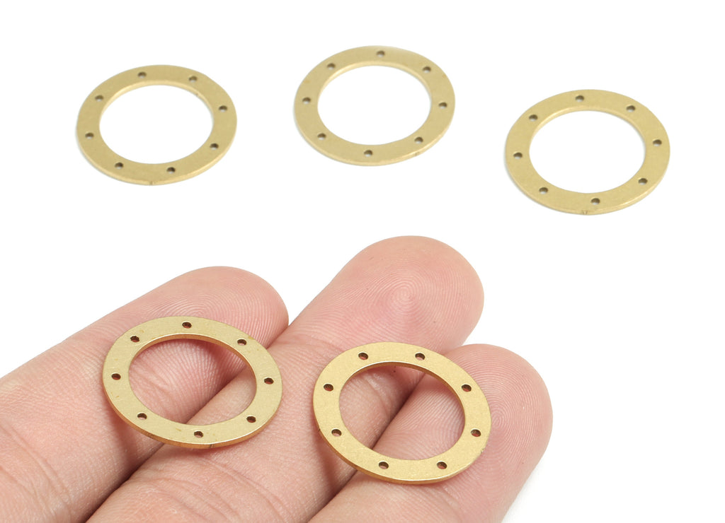 Brass Hoop Earring Charms - Raw Brass Round Connector - 8 Holes  Circle Charm - Jewelry Supplies - 19.94x19.94x0.81mm - PPM2487 - DOMEDBAZAAR