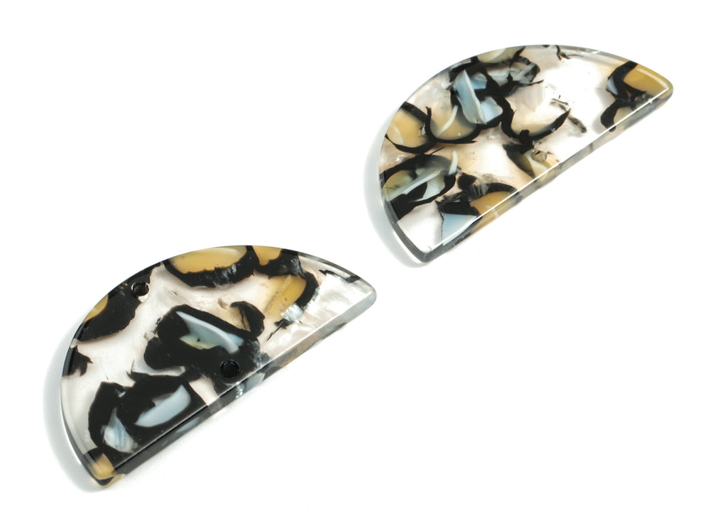 Acetate Semicircle Connectors - Half Moon Earrings Charms - Jewelry Supplies - 2 Holes - Color Code:A328 - 37.63x18.78x2.41mm - AC1794-A328 - DOMEDBAZAAR