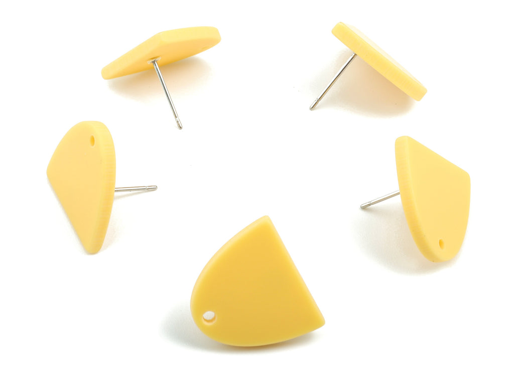 Acrylic Semi Ellipse Earring Stud - Half Ellipse Earring Post With Hole - Earring Post - Jewelry Supplies - 16.72x13.65x2.03mm - AC1958B - DOMEDBAZAAR