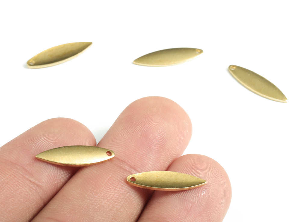Brass Ellipse Earring Charms - Raw Brass Oval Earring - Earring Findings - Jewelry Supplies - 17.49x5.08x1.24mm - PP3576 - DOMEDBAZAAR