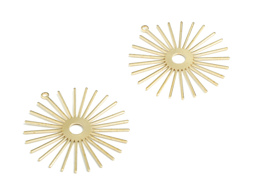 Brass Sun Earring Charms - Raw Brass Star Pendant - Earring Findings - Jewelry Supplies - 31.91x29.88x0.65mm - PP3571 - DOMEDBAZAAR