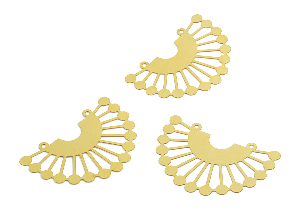 Brass Sun Earring Charms - Raw Brass D Earring Connector - 2 Hole - Earring Findings - Jewelry Supplies - 36.36x24.43x0.3mm - JJB6257 - DOMEDBAZAAR