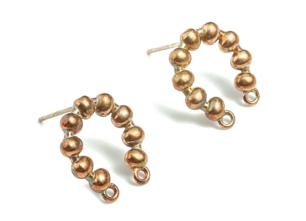 Brass Horsehoe Earring Stud With Loops - Raw Brass U Earring Post 2 Lopps - Earring Post - Jewelry Supplies - 15.64x14.74x3.11mm - PPCE087 - DOMEDBAZAAR