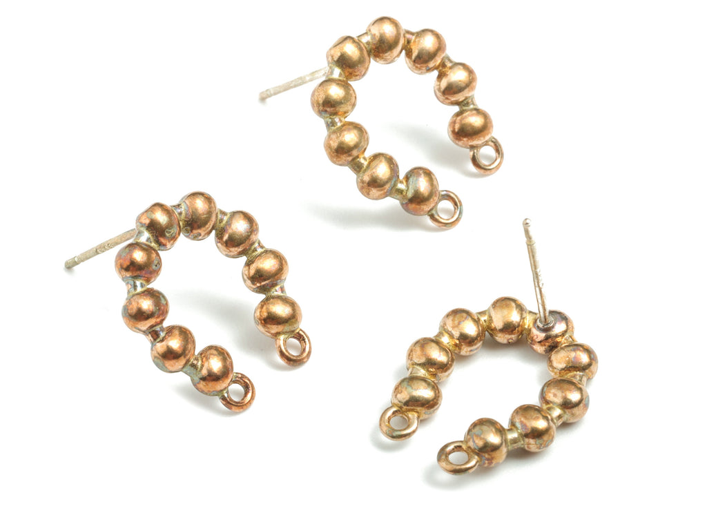 Brass Horsehoe Earring Stud With Loops - Raw Brass U Earring Post 2 Lopps - Earring Post - Jewelry Supplies - 15.64x14.74x3.11mm - PPCE087 - DOMEDBAZAAR