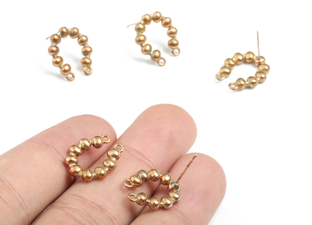 Brass Horsehoe Earring Stud With Loops - Raw Brass U Earring Post 2 Lopps - Earring Post - Jewelry Supplies - 15.64x14.74x3.11mm - PPCE087 - DOMEDBAZAAR