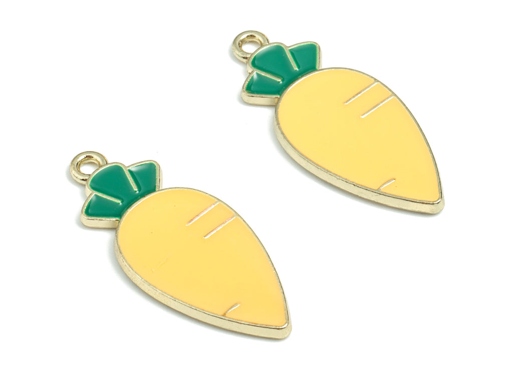 Alloy Enamel Carrot Earring Charms - Gold Alloy Carrot Pendant - Gold Tone Plated Alloy - Jewelry Supplies - 29.71x12.54x1.76mm - ZZ1710B - DOMEDBAZAAR