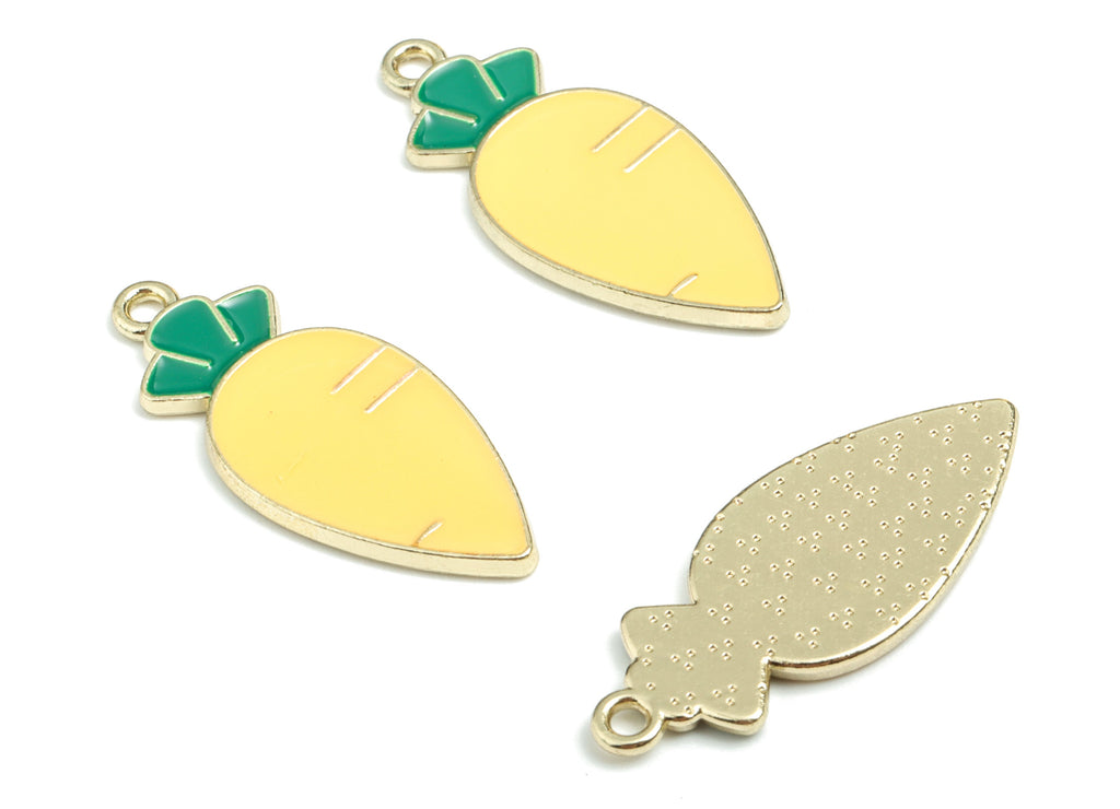 Alloy Enamel Carrot Earring Charms - Gold Alloy Carrot Pendant - Gold Tone Plated Alloy - Jewelry Supplies - 29.71x12.54x1.76mm - ZZ1710B - DOMEDBAZAAR