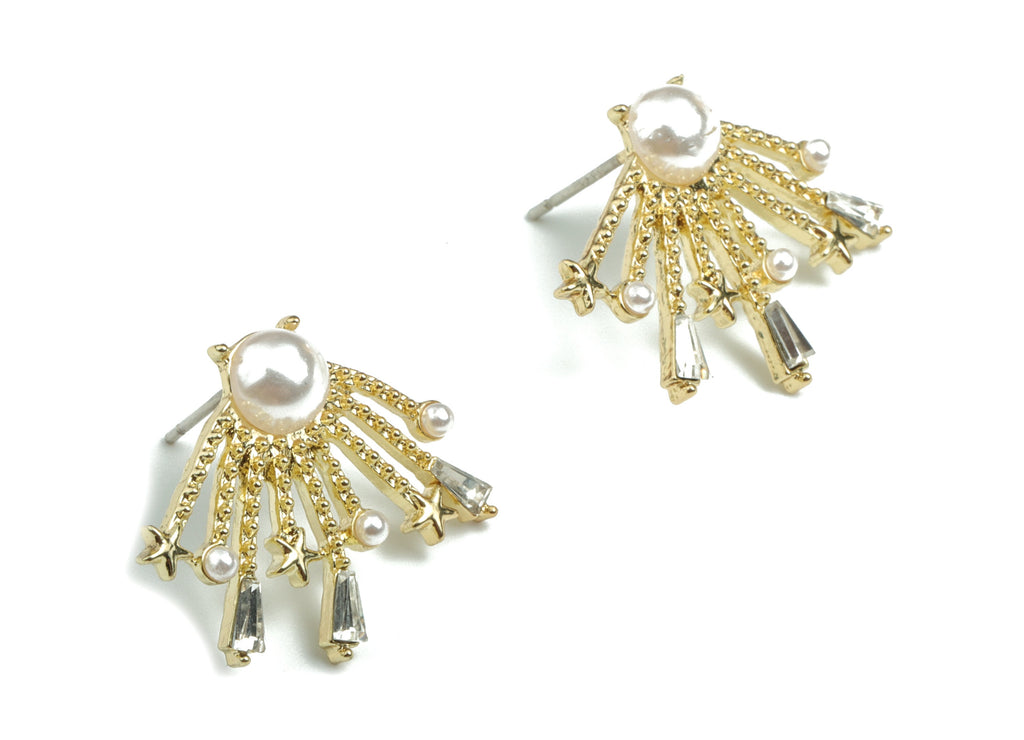 Alloy Branch Earring Stud - Gold Alloy Branch Earring Post - Gold Tone Plated Alloy - Jewelry Supplies - 25.12x19.61x5.44mm - ZZ1734 - DOMEDBAZAAR