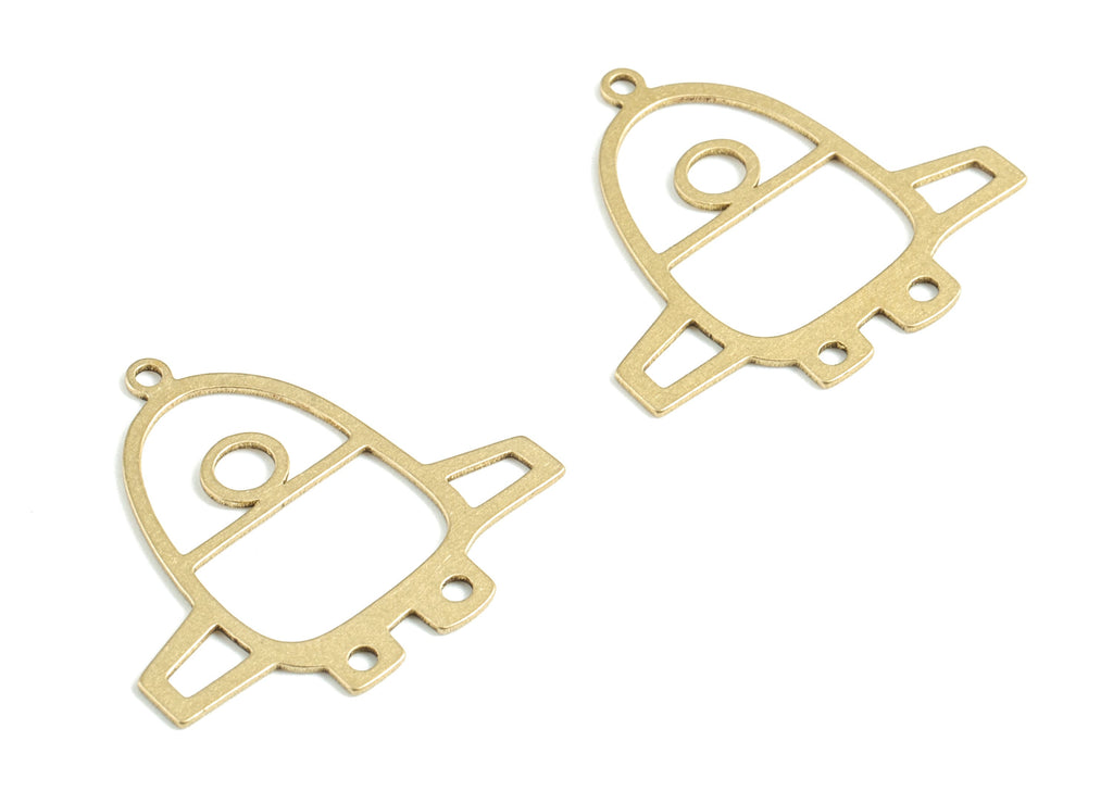 Brass Space Shuttle Earring Charm - Raw Brass Mini Space Shuttle Pendant - Earrings Finding - Jewelry Supplies - 25.05x22.9x0.59mm - PPM3157 - DOMEDBAZAAR