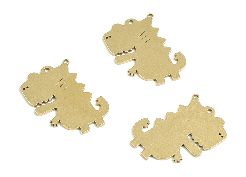 Brass Crocodile Earring Charms - Raw Brass  Alligator Pendant - Earrings Finding - Jewelry Supplies - 24.94x17.76x0.83mm - PPM3128 - DOMEDBAZAAR