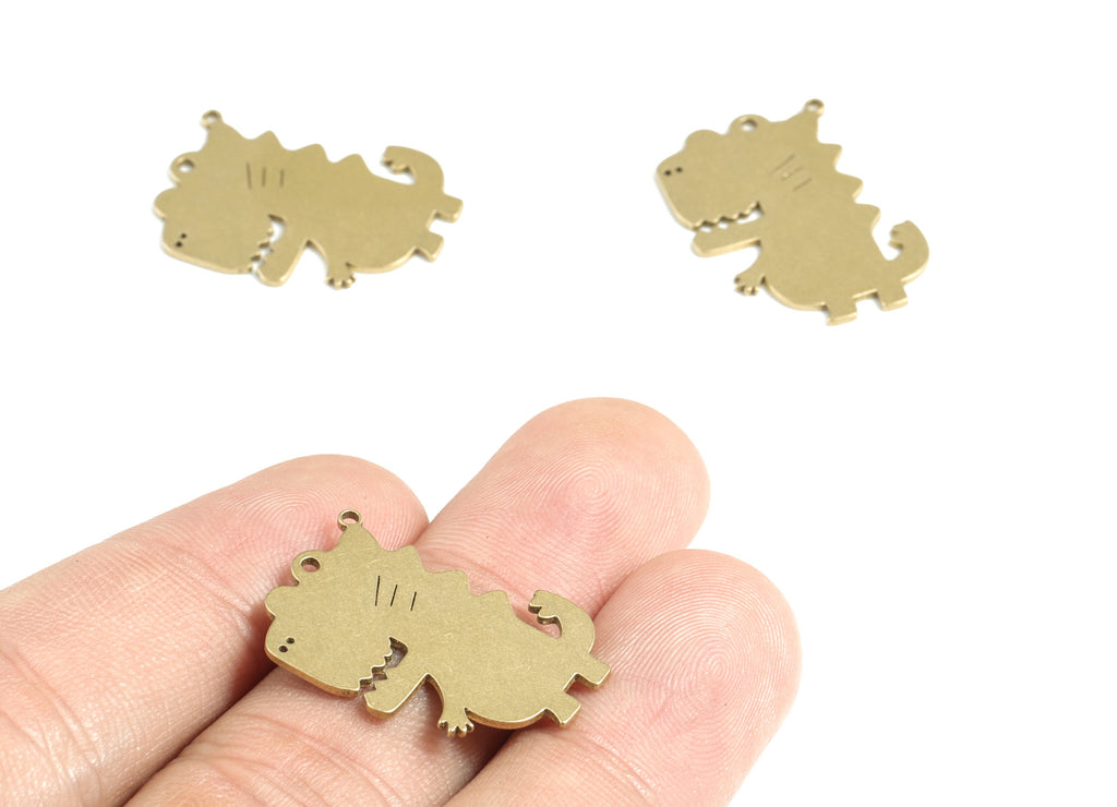 Brass Crocodile Earring Charms - Raw Brass  Alligator Pendant - Earrings Finding - Jewelry Supplies - 24.94x17.76x0.83mm - PPM3128 - DOMEDBAZAAR