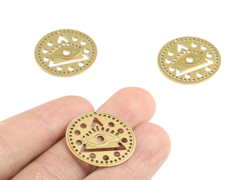 Brass Triangle Eye Leash Earring Charm - Raw Brass Triangle Eye Pendant - Earrings Finding - Jewelry Supplies - 24.92x24.92x0.65mm - PPM3192 - DOMEDBAZAAR