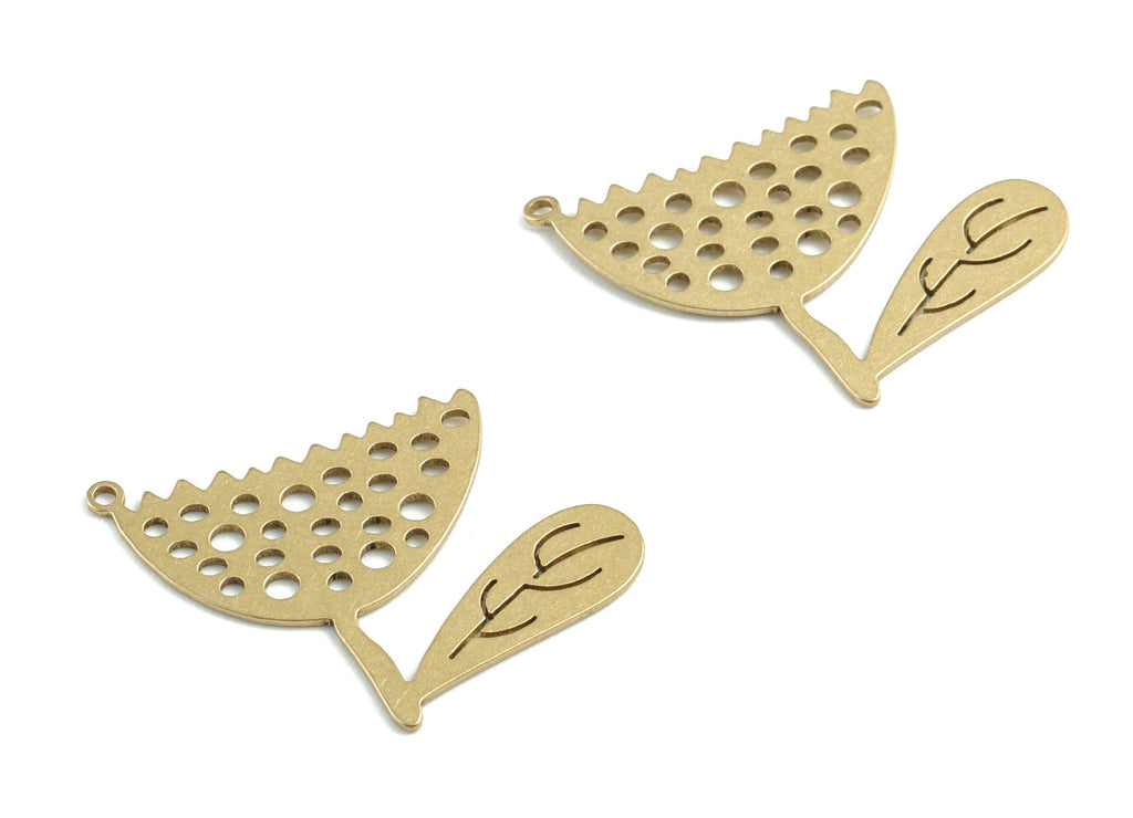 Brass Fruit Leaf Earring Charms - Raw Brass Fruit Leaf Pendant - Earrings Finding - Jewelry Supplies - 29.11x19.93x0.61mm - PPM3175 - DOMEDBAZAAR