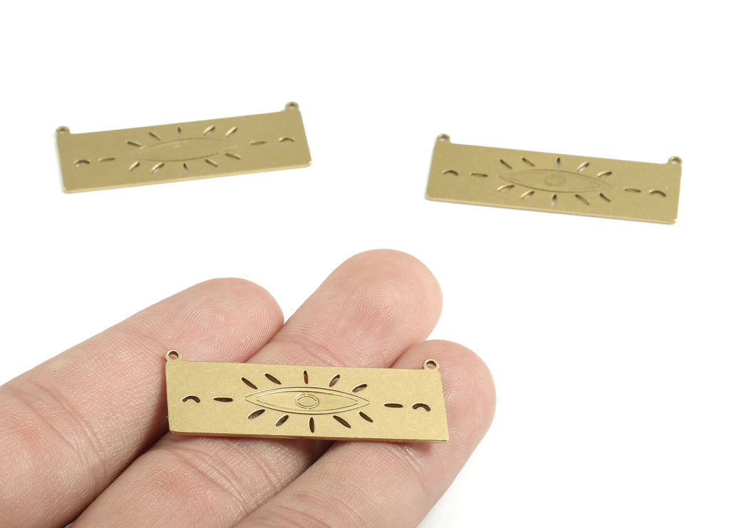 Brass Rectangle Earring Connector - Raw Brass Eye Earrings Connector - Earrings Finding - Jewelry Supplies - 38.55x14.39x0.82mm - PPM2921 - DOMEDBAZAAR