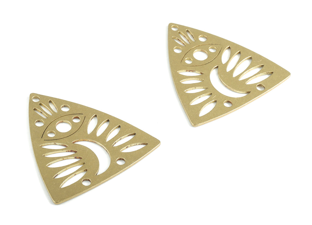 Brass Triangle Moon Earring Connector - Raw Brass Eye Moon Earrings - Earrings Finding - Jewelry Supplies - 33.84x32.74x0.85mm - PPM2944 - DOMEDBAZAAR