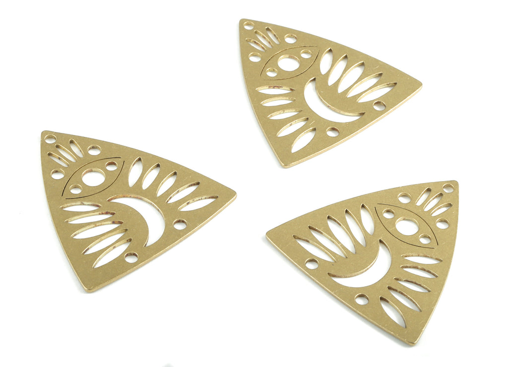 Brass Triangle Moon Earring Connector - Raw Brass Eye Moon Earrings - Earrings Finding - Jewelry Supplies - 33.84x32.74x0.85mm - PPM2944 - DOMEDBAZAAR