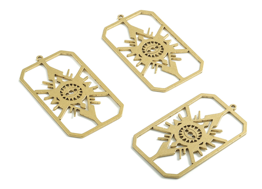 Brass Rectangle Earring Charms - Raw Brass Eye Earrings - Earrings Finding - Jewelry Supplies - 39.01x22.88x0.83mm - PPM2909 - DOMEDBAZAAR