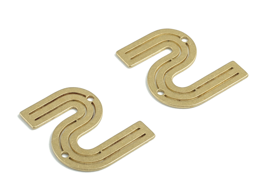 Brass S Earring Connector - Raw Brass S Earring Charms and Pendant - 2 Holes - Earring Findings - Jewelry Supplies - 18x16x0.59mm - PPM3212 - DOMEDBAZAAR