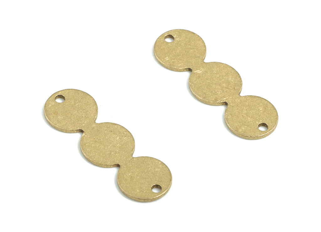 Personalized stamping blank - Brass 3 Round Earring Connector - Raw Brass 3 Circle Earring Charms and Pendant   - 20x6x0.59mm - PPM3213 - DOMEDBAZAAR