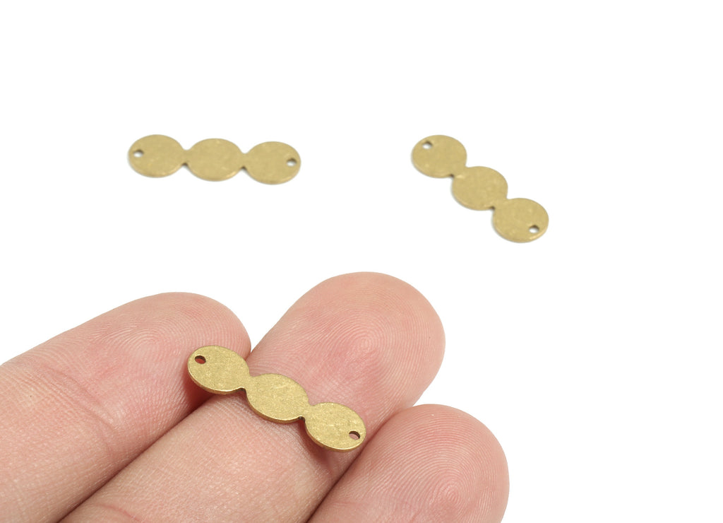 Personalized stamping blank - Brass 3 Round Earring Connector - Raw Brass 3 Circle Earring Charms and Pendant   - 20x6x0.59mm - PPM3213 - DOMEDBAZAAR