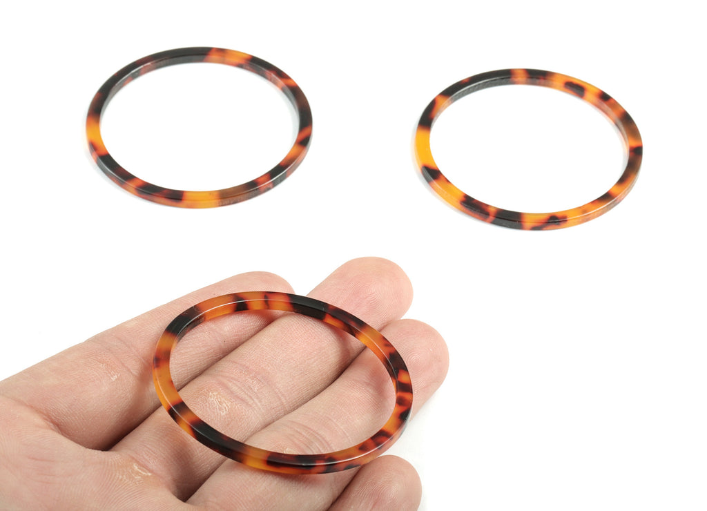 Acetate Hoop Earring Charms - Tortoise Shell Earrings - Circle Pendant - Jewelry Supplies - Color Code: A04 - 50.12x50.12x2.59mm- AC1166-A04 - DOMEDBAZAAR