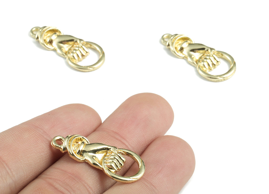 Alloy Hand Hoop Earring Charms - Gold Alloy Hand Hoop Pendant - Gold Tone Plated Alloy - Jewelry Supplies - 29.43x13.28x3.66mm - ZZ1754 - DOMEDBAZAAR