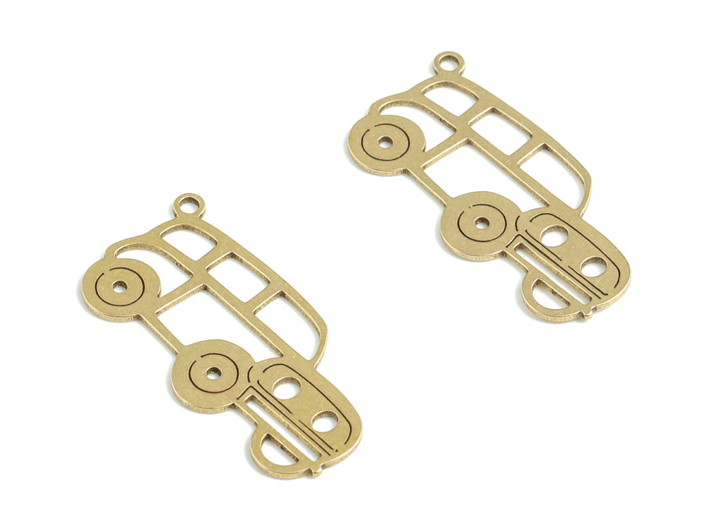 Brass Car Earring Charms - Raw Brass Car Pendant - Earrings Finding - Jewelry Supplies - 24.96x12.28x0.6mm - PPM3153 - DOMEDBAZAAR