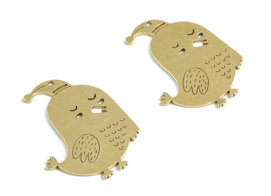 Brass Chick Earring Charms - Raw Brass Chick Pendant - Earrings Finding - Jewelry Supplies - 25.31x19.58x0.82mm - PPM3116 - DOMEDBAZAAR