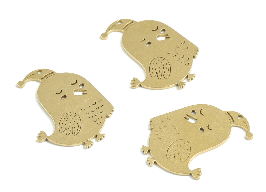 Brass Chick Earring Charms - Raw Brass Chick Pendant - Earrings Finding - Jewelry Supplies - 25.31x19.58x0.82mm - PPM3116 - DOMEDBAZAAR