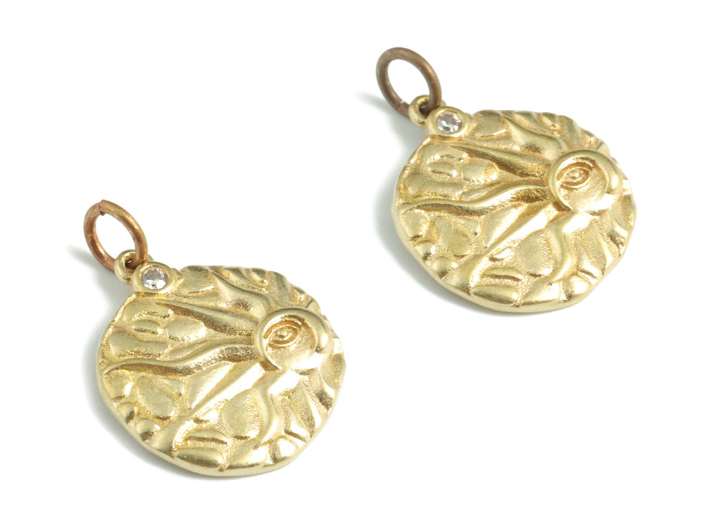 Brass Circle Sun Earring Charms With Zircon - Raw Brass Sun Round Pendant - Earrings Finding - Jewelry Supplies - 21.1x15.26x2.73mm - PP3585 - DOMEDBAZAAR