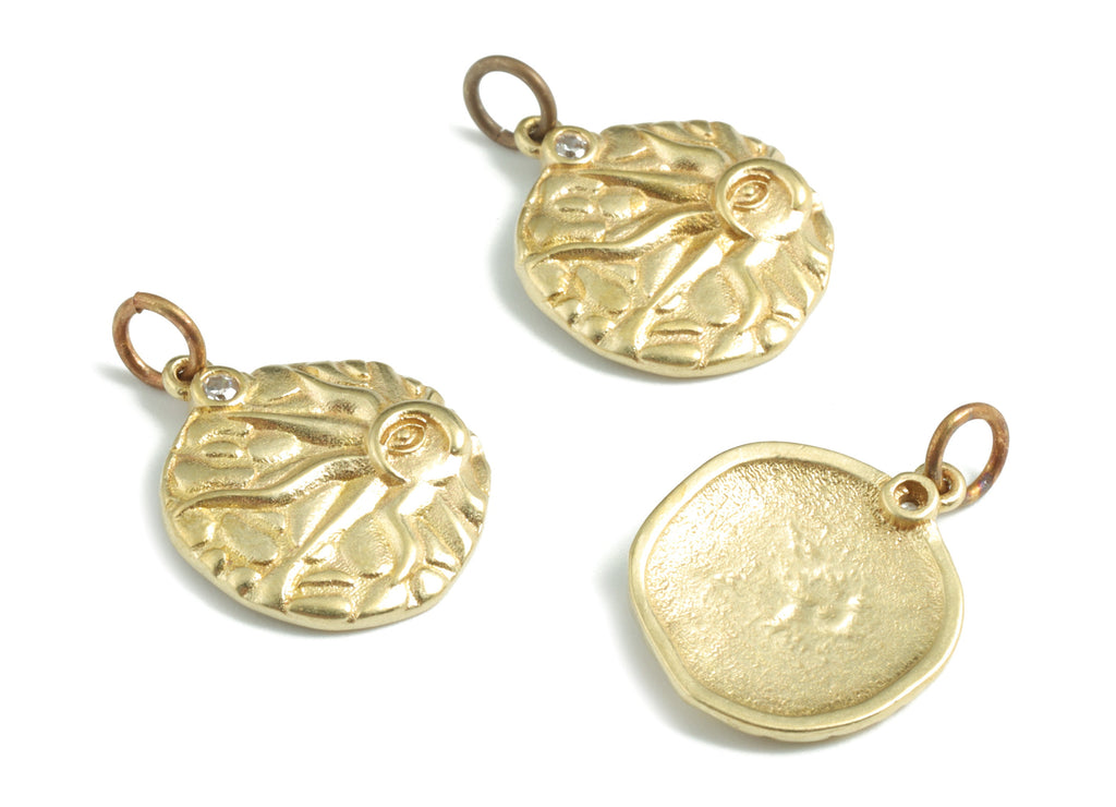 Brass Circle Sun Earring Charms With Zircon - Raw Brass Sun Round Pendant - Earrings Finding - Jewelry Supplies - 21.1x15.26x2.73mm - PP3585 - DOMEDBAZAAR