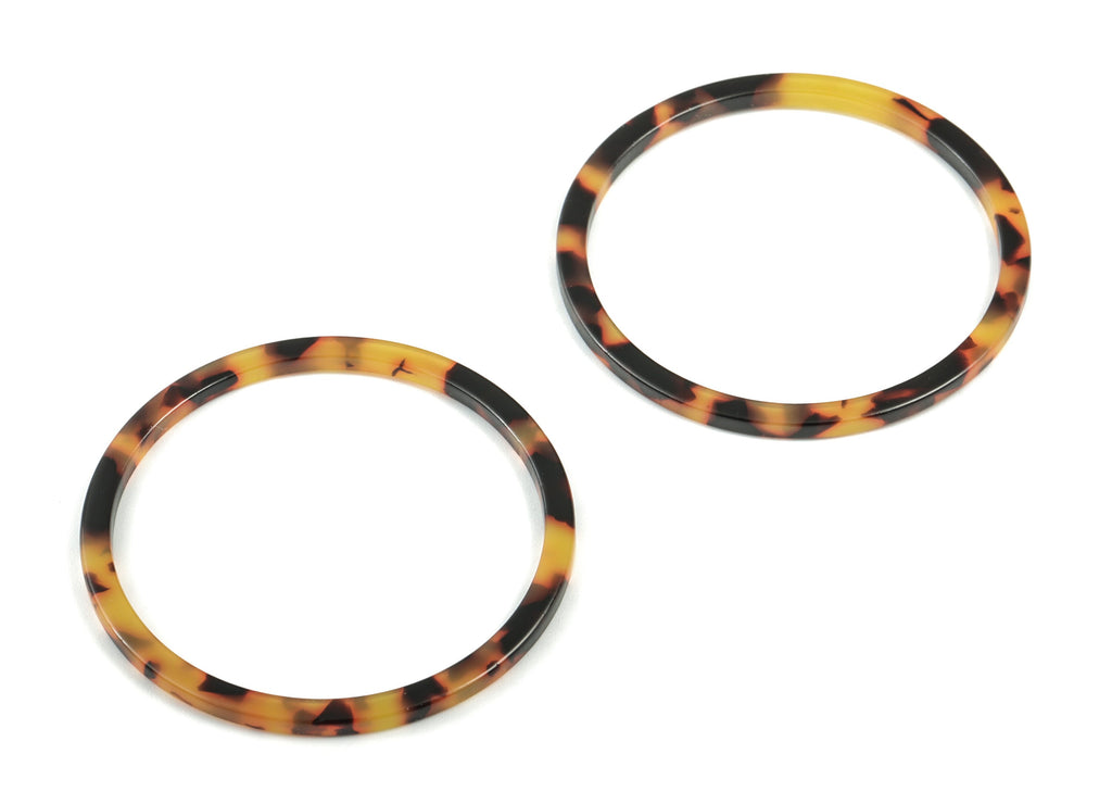 Acetate Hoop Charms - Acetate Circle Pendant - Tortoise Shell Earrings - Jewelry Supplies - Color Code: A01 - 50x50x2.68mm - AC1166-A01 - DOMEDBAZAAR