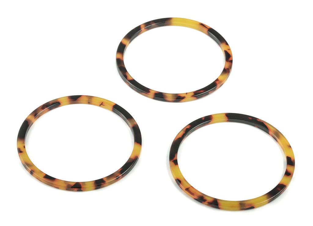 Acetate Hoop Charms - Acetate Circle Pendant - Tortoise Shell Earrings - Jewelry Supplies - Color Code: A01 - 50x50x2.68mm - AC1166-A01 - DOMEDBAZAAR