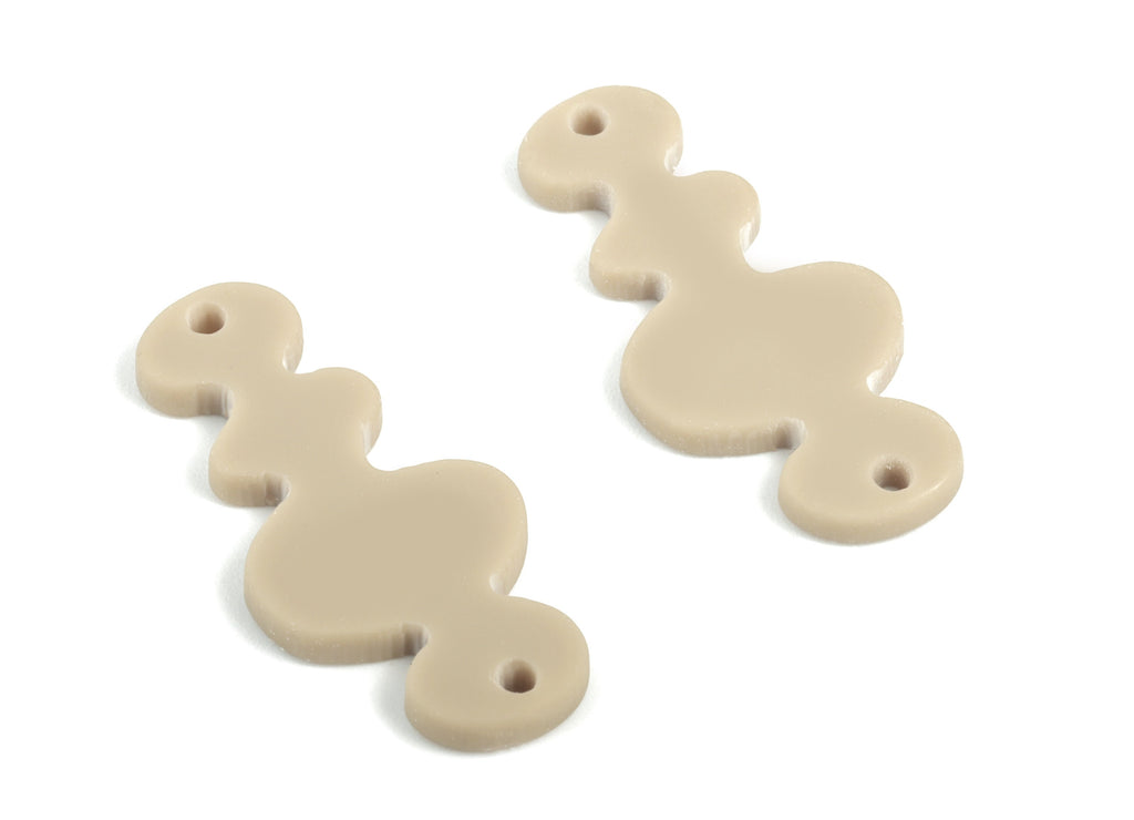 Acrylic Waves Earring Connector - Brown Waves Earring Charms - 2 Holes - Jewelry Supplies - Color Code:A498 - 29.65x13.41x2mm - AC2033-A498 - DOMEDBAZAAR