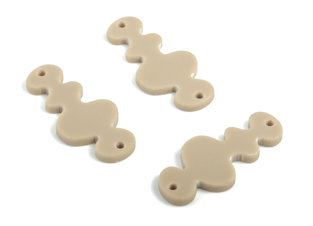 Acrylic Waves Earring Connector - Brown Waves Earring Charms - 2 Holes - Jewelry Supplies - Color Code:A498 - 29.65x13.41x2mm - AC2033-A498 - DOMEDBAZAAR