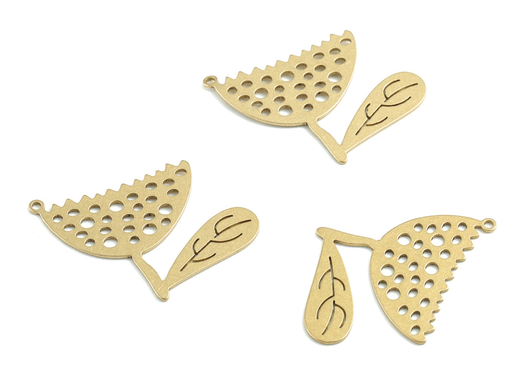 Brass Fruit Leaf Earring Charms - Raw Brass Fruit Leaf Pendant - Earrings Finding - Jewelry Supplies - 29.11x19.93x0.61mm - PPM3175 - DOMEDBAZAAR