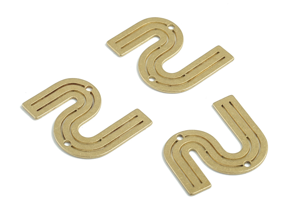 Brass S Earring Connector - Raw Brass S Earring Charms and Pendant - 2 Holes - Earring Findings - Jewelry Supplies - 18x16x0.59mm - PPM3212 - DOMEDBAZAAR