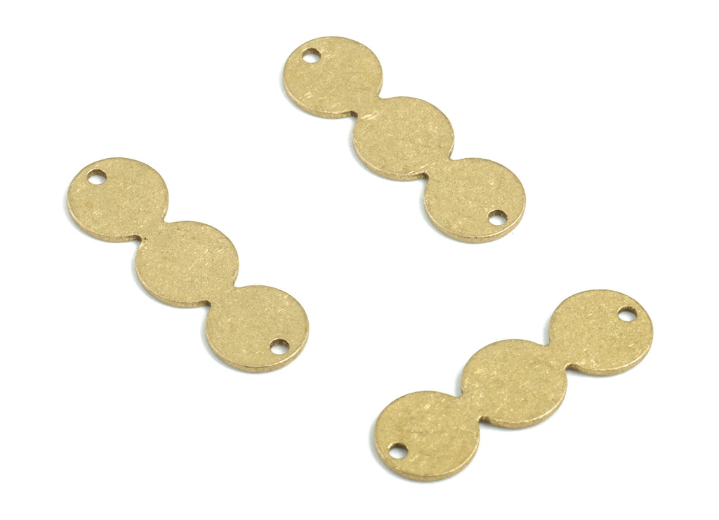 Personalized stamping blank - Brass 3 Round Earring Connector - Raw Brass 3 Circle Earring Charms and Pendant   - 20x6x0.59mm - PPM3213 - DOMEDBAZAAR
