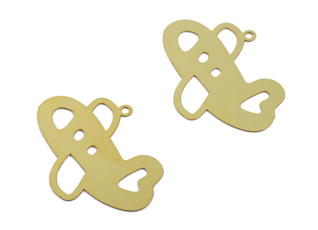 Brass Plane Earring Charms - Raw Brass Plane Pendant - Earring Findings - Jewelry Supplies - 26.81x17.4x0.29mm - JJC11912 - DOMEDBAZAAR