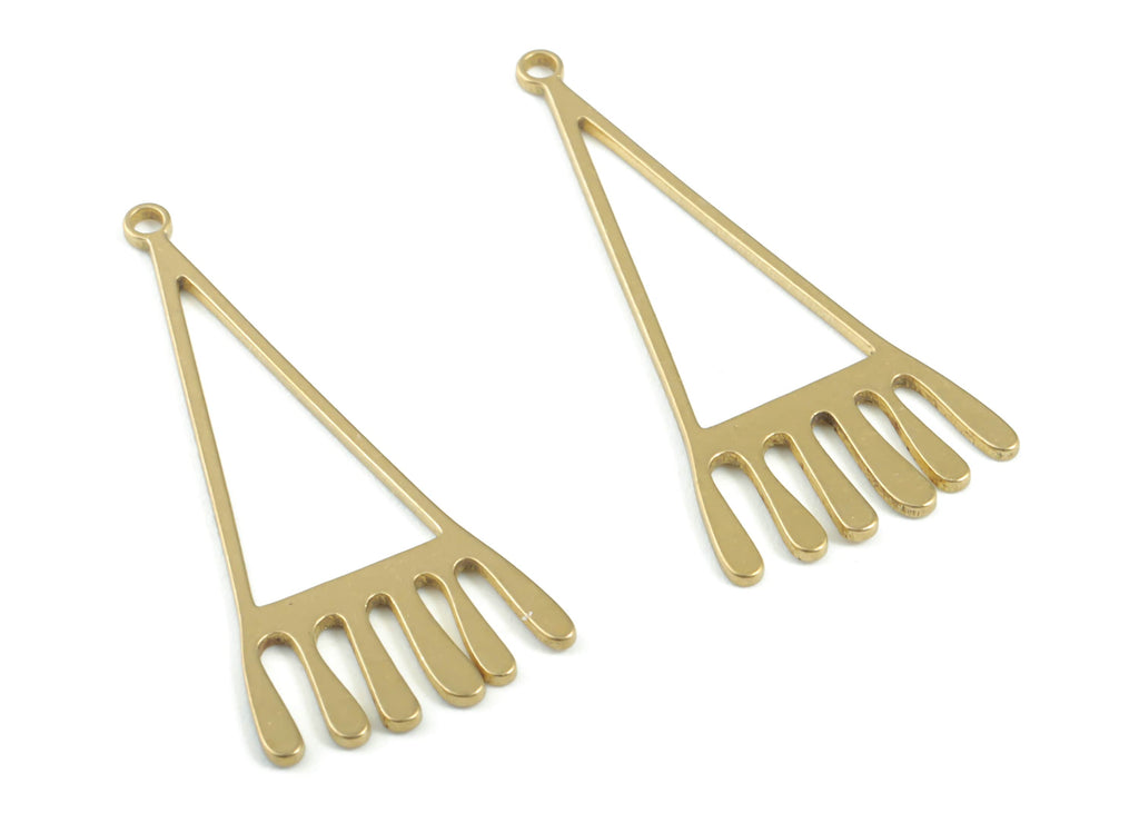 Brass Triangle Eyelash Earring Charms - Raw Brass Triangle Pendant - Earring Findings - Jewelry Supplies - 33.17x15.37x0.79mm - PPM3359 - DOMEDBAZAAR