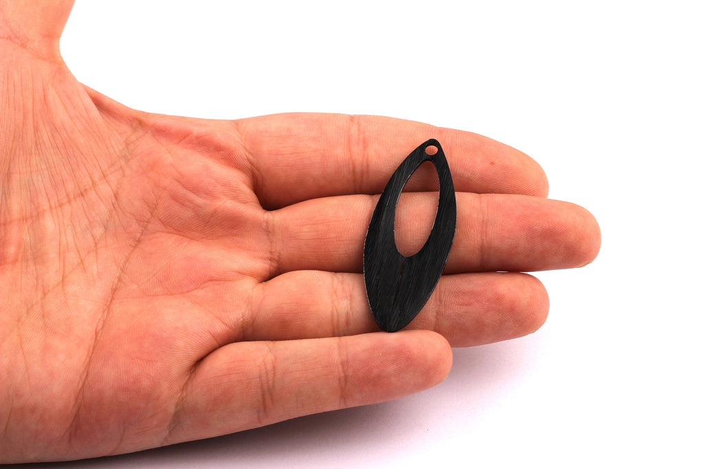 Aluminum Stamping Blank - Curled Shaped Pendant - Anodized Aluminium Charms - Wall Decor - Black Tone - 48x19x1.4mm - AA1112 - DOMEDBAZAAR
