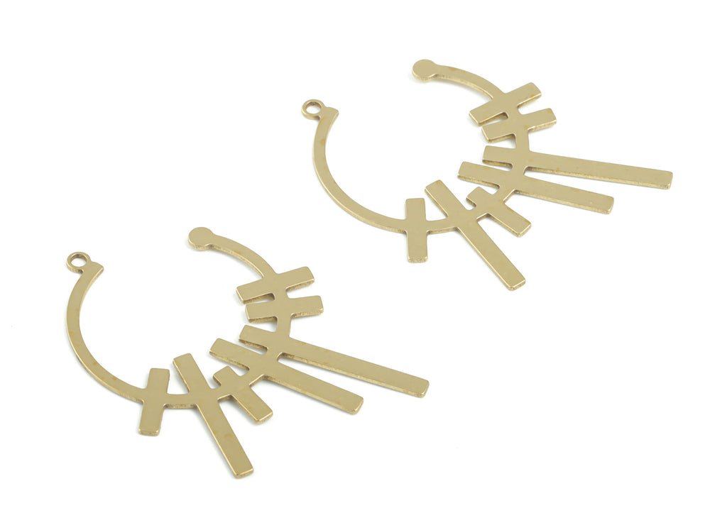 Brass C Earring Charms - Raw Brass Open Circle Pendant - Earrings Finding - Jewelry Supplies - 37.78x25.55x0.64mm - PPM3272 - DOMEDBAZAAR