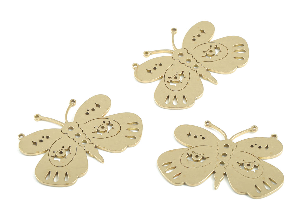 Brass Butterfly Earring Charms - Raw Brass Butterfly Pendant - Earrings Finding - Jewelry Supplies - 29.82x21.88x0.85mm - PPM3285 - DOMEDBAZAAR